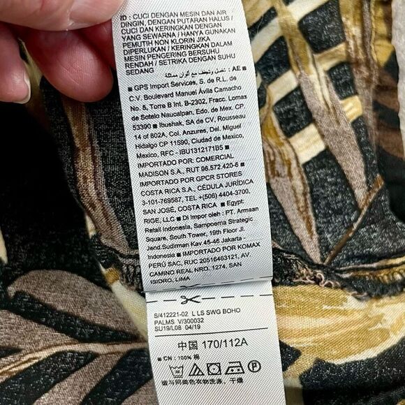 Old Navy Tropical Palm Leaf Peasant Blouse XL - Picture 11 of 11